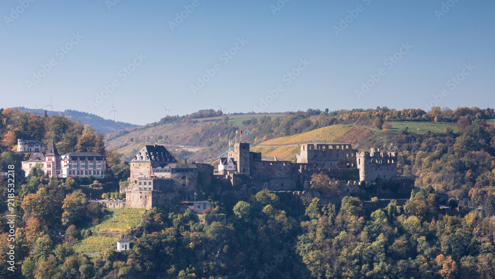 Castle Rheinstein over the Rhine valley