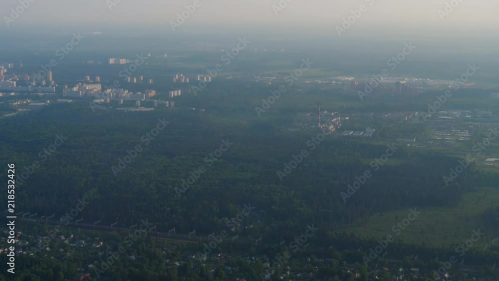 Aerial view from descending airplane