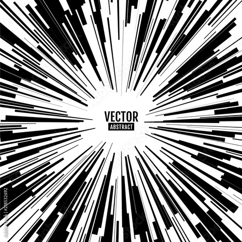 Explosion vector illustration. Comic Radial Speed Lines Background. 