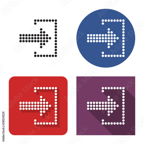 Dotted icon of entrance (login, registration, etc.) in four variants. With short and long shadow
