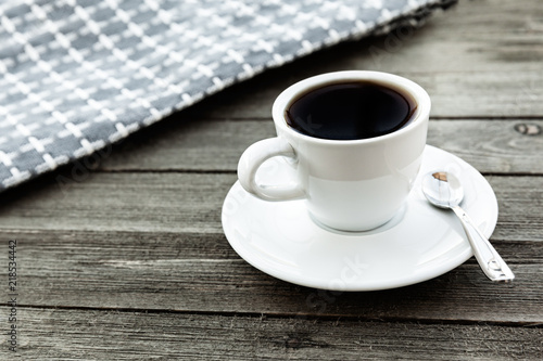 American Black Coffee On Wooden Table