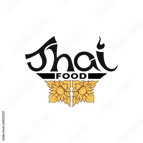 Logo for Thai food, restaurantwith traditional thai ornament, pa