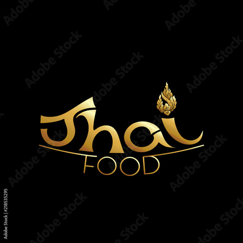 Logo for Thai food, restaurantwith traditional thai ornament, pa