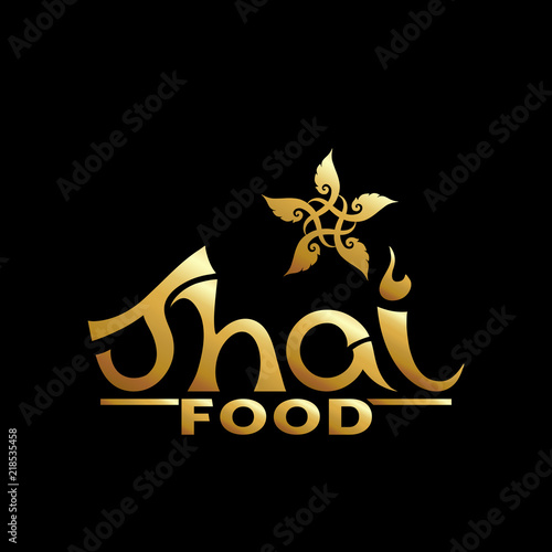 Logo for Thai food, restaurantwith traditional thai ornament, pa