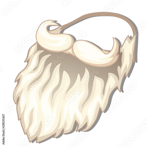 Fake beard and mustache Santa Claus isolated on white background. Vector cartoon close-up illustration.