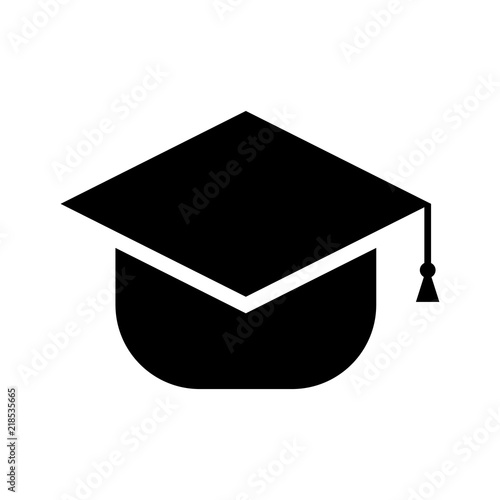 Student’s cap black icon. Getting master degree.