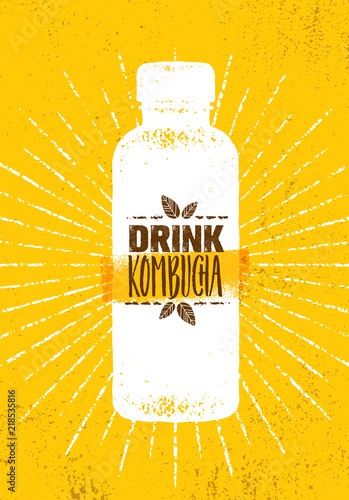 Kombucha Tea Brewery Natural Healthy Soft Drink Illustration Concept. Bio Raw Nutrition Food Vector Illustration