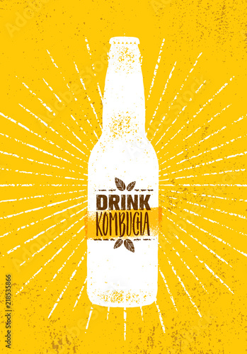 Kombucha Tea Brewery Natural Healthy Soft Drink Illustration Concept. Bio Raw Nutrition Food Vector Illustration