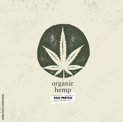 Organic Hemp Farm Raw Protein Supplement Health Care Vector Design Element. Medicine Cannabis Oil Nutrition Sign