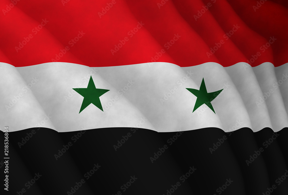 Illustration of a flying Syrian flag Illustration of a flying Syrian flag