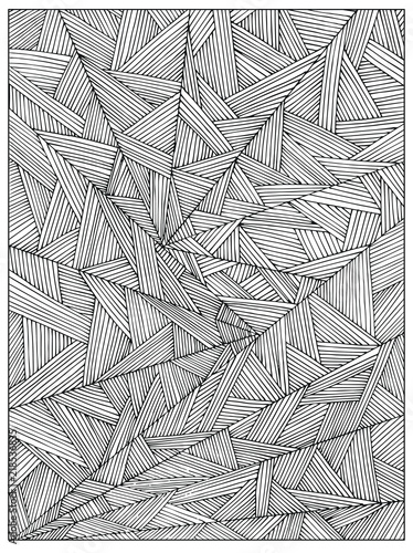 Difficult Uncolored Adult Coloring book page with optical illusion and distortions for adults or kids. Can be used as adult coloring book, coloring page, card, illustration vector; 