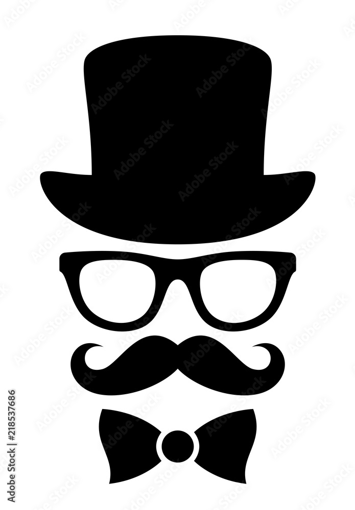 Gentleman stylized head on a white background