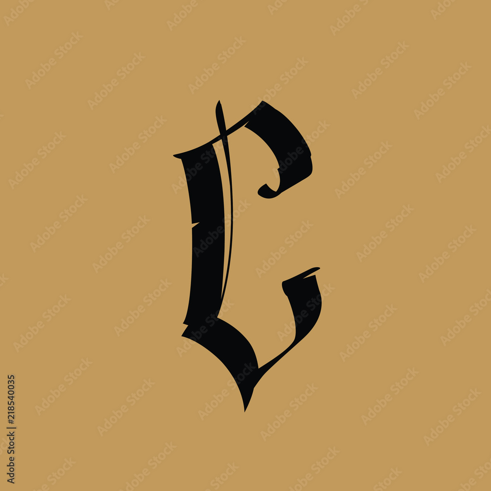 Letter C, in the Gothic style. Vector. Alphabet. The symbol is ...