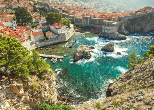 Old town in Europe on coast of Adriatic Sea. Dubrovnik. Croatia.