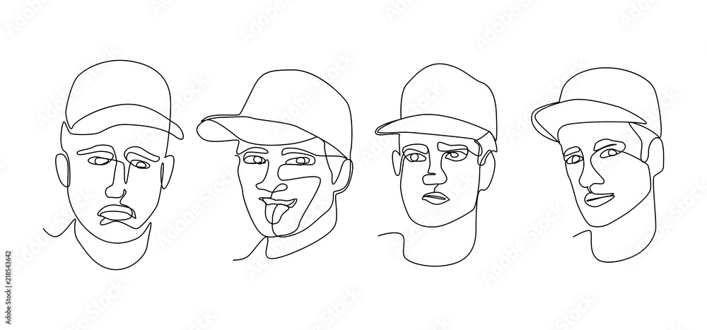 Continuous Line Man Portrait Facial Expression Continuous Line Man Portrait Facial Expression