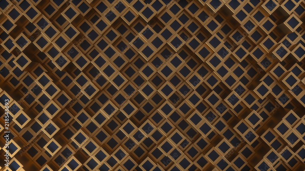 Cubic geometric background. Abstract structure of lots of metal cubes of different height. Creative grid surface with top view. Pattern of block elements. 3d rendering Cubic geometric background. Abstract structure of lots of metal cubes of different height. Creative grid surface with top view. Pattern of block elements. 3d rendering