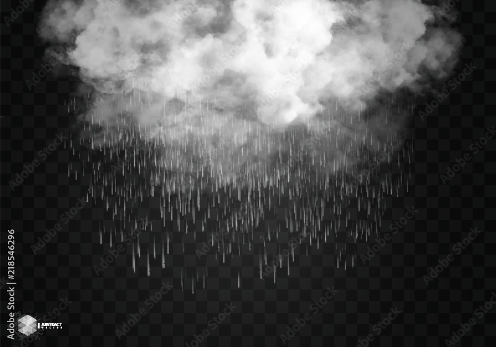 Rain and white cloud isolated on transparent background. Vector Stock ...