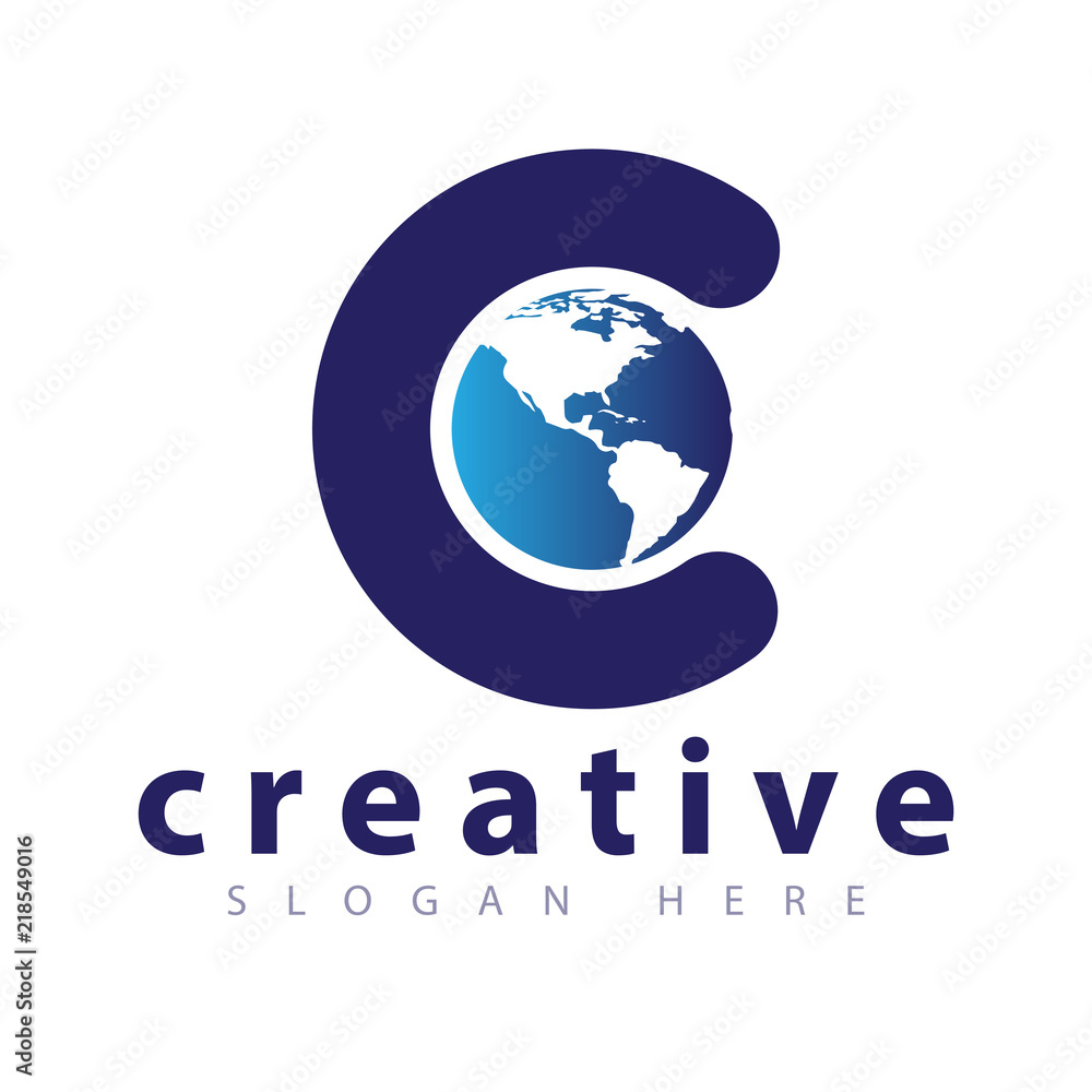 C Letter with Globe logo icon vector
