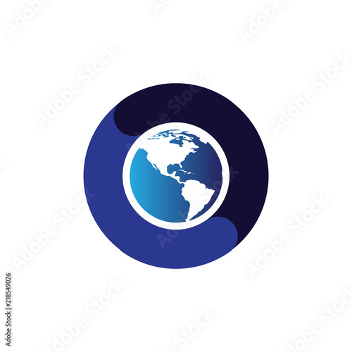 O Letter with Globe logo icon vector