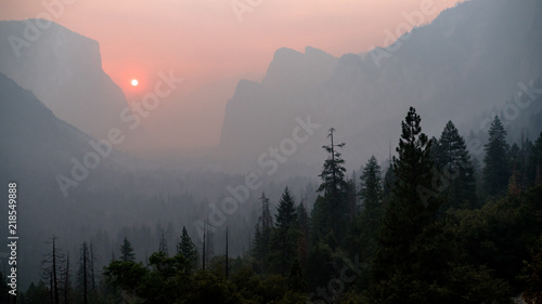 Smoky Yosemite Tunnel View - Ferguson Fire photo