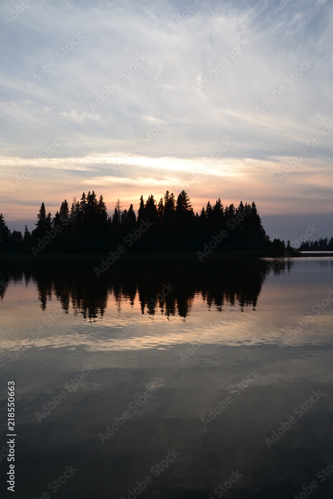 Astotin Lake at Sunset