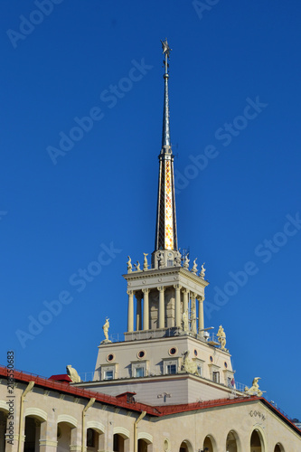 The Spire of a historic building in Sochi Maritime Terminal