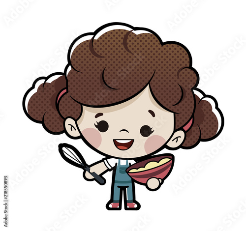 Niña cocinando un pastel