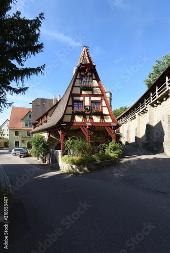 Rothenburg ob der Tauber, Bayern, Deutschland - August 12, 2018 : Rund um Rothenburg ob der Tauber : die historische Gerlach-Schmiede .