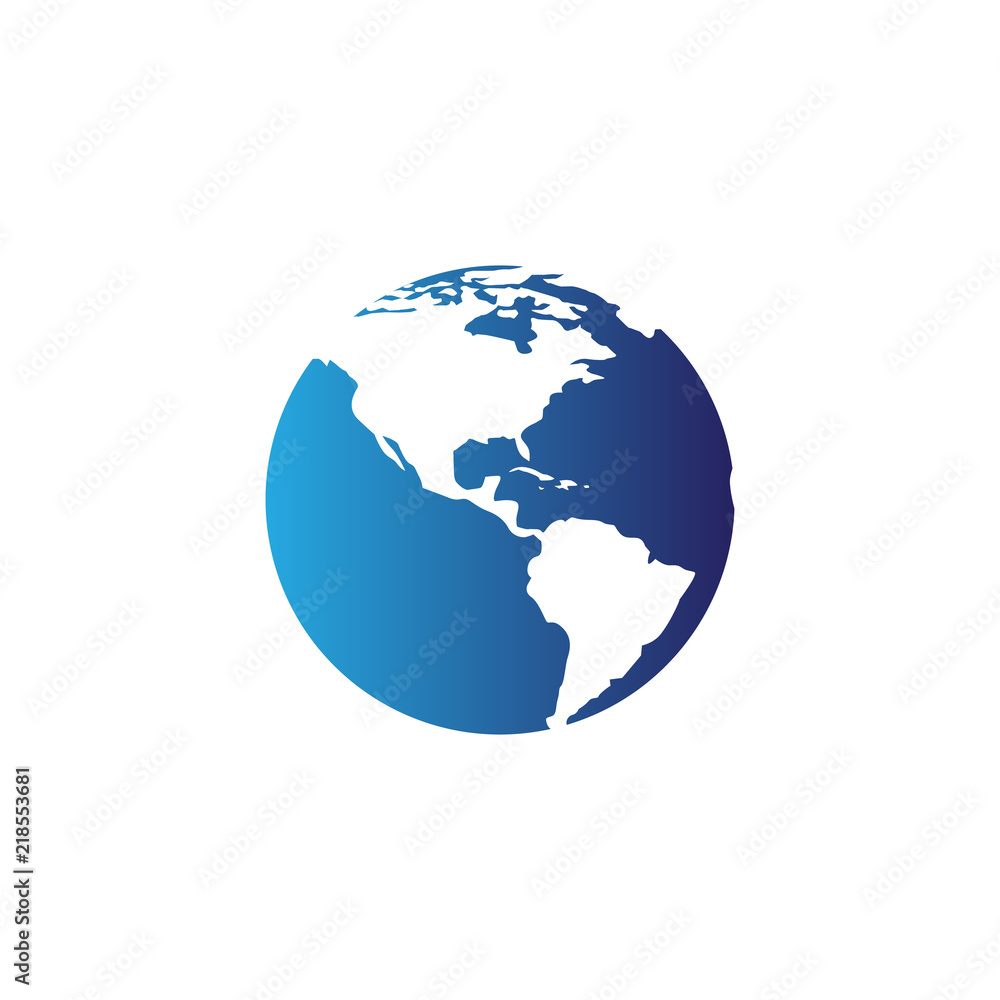 Globe map icon vector template