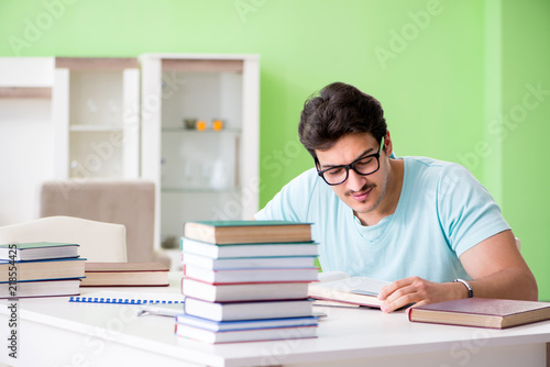 Student preparing for university exams at home