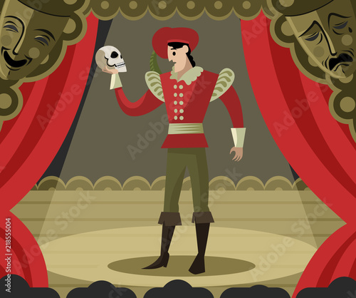 actor in theater with skull