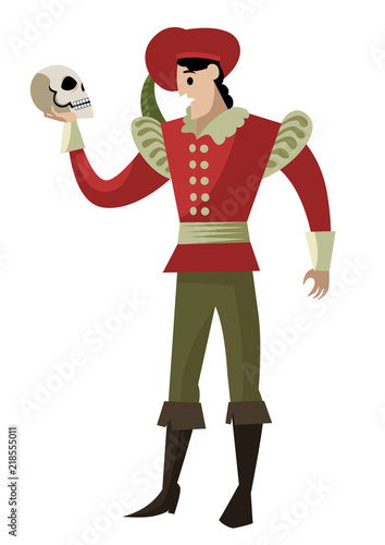 actor in theater with skull