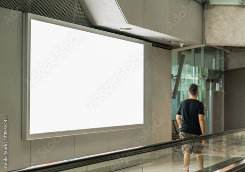 Blank billboard posters in the airport,Empty advertising billboard at aerodrome.