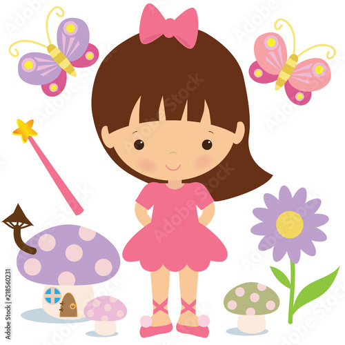 Garden fairy vector cartoon illustration