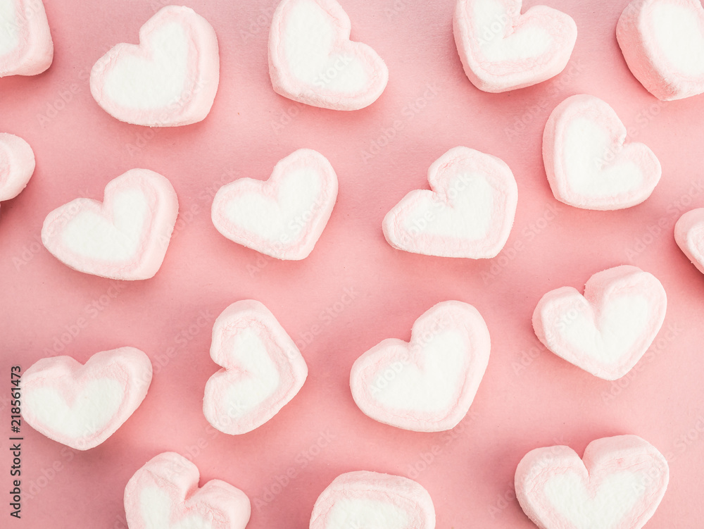 dessert heart on pink background