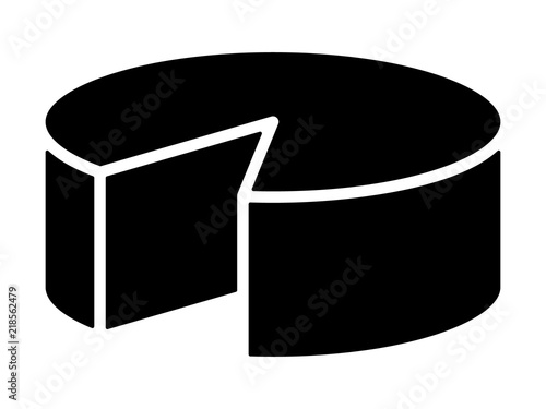 Round cheese wheel or cake with a slice cut out flat vector icon for food apps and websites