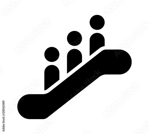 Escalator sign with 3 people standing on it flat vector icon for apps and websites