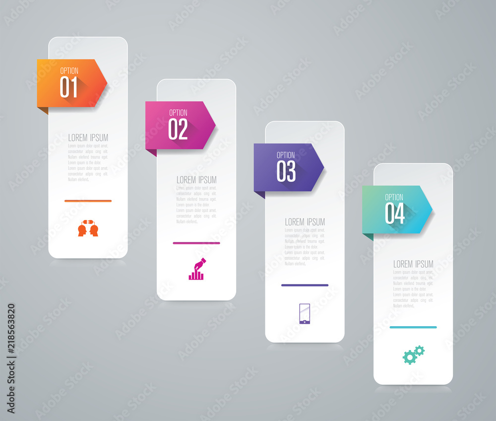 Infographics design vector and business icons with 4 options. Infographics design vector and business icons with 4 options.