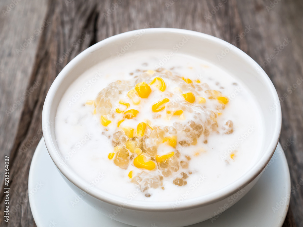 Thai dessert, tapioca pearls in coconut milk Thai dessert, tapioca pearls in coconut milk