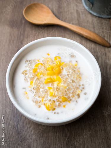Thai dessert, tapioca pearls in coconut milk