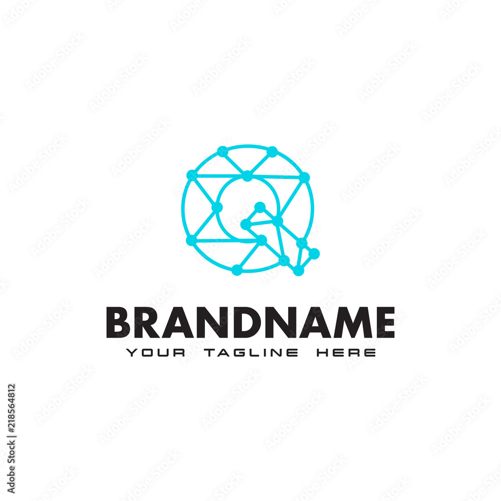 Letter Q dot network connection logo Design Template Letter Q dot network connection logo Design Template