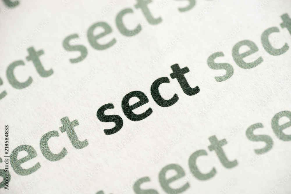 word sect printed on paper macro word sect printed on paper macro