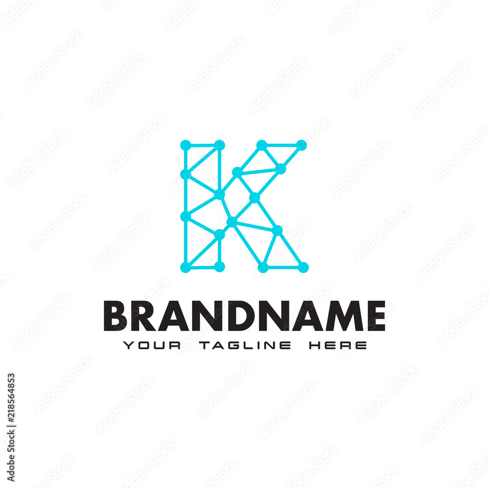 Letter K dot network connection logo Design Template Letter K dot network connection logo Design Template