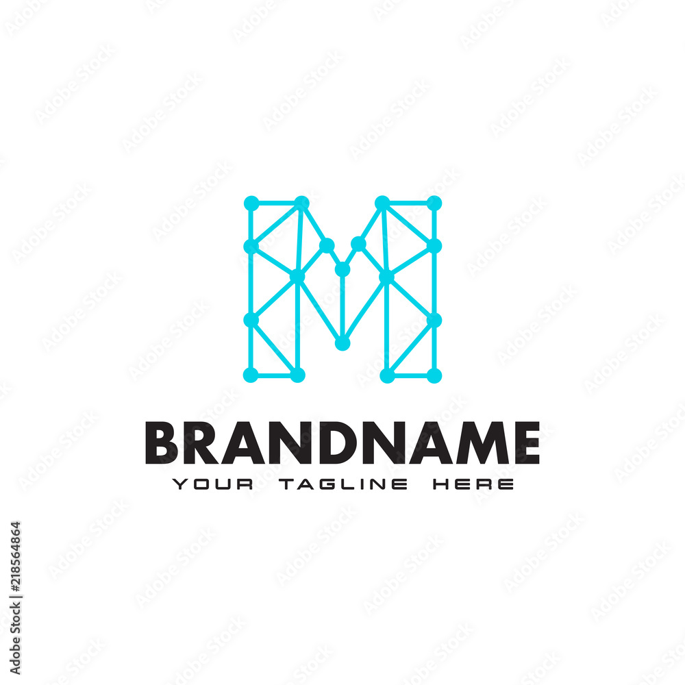 Letter M dot network connection logo Design Template Letter M dot network connection logo Design Template