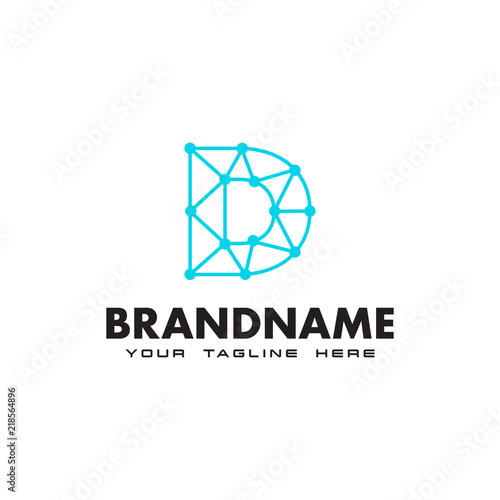 Letter D dot network connection logo Design Template