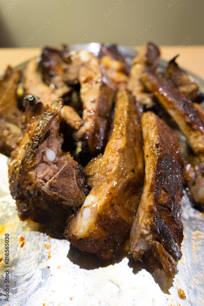 Grilled ribs already cut in pieces Grilled ribs already cut in pieces