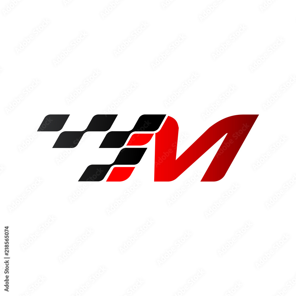 Letter M with racing flag logo