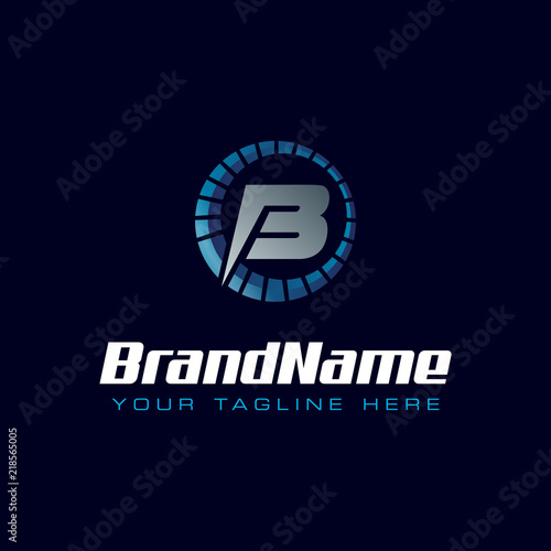Letter B spedometer logo. Tachometer speed logo