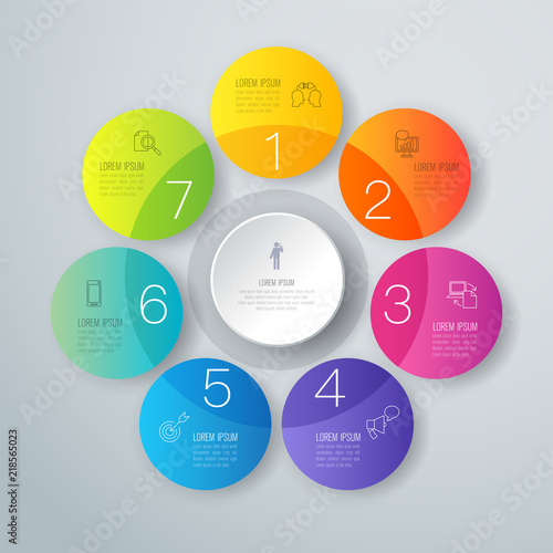 Infographics design vector and business icons with 7 options.