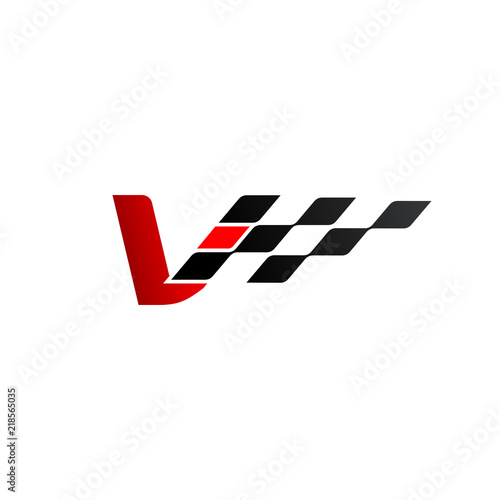 Letter V with racing flag logo